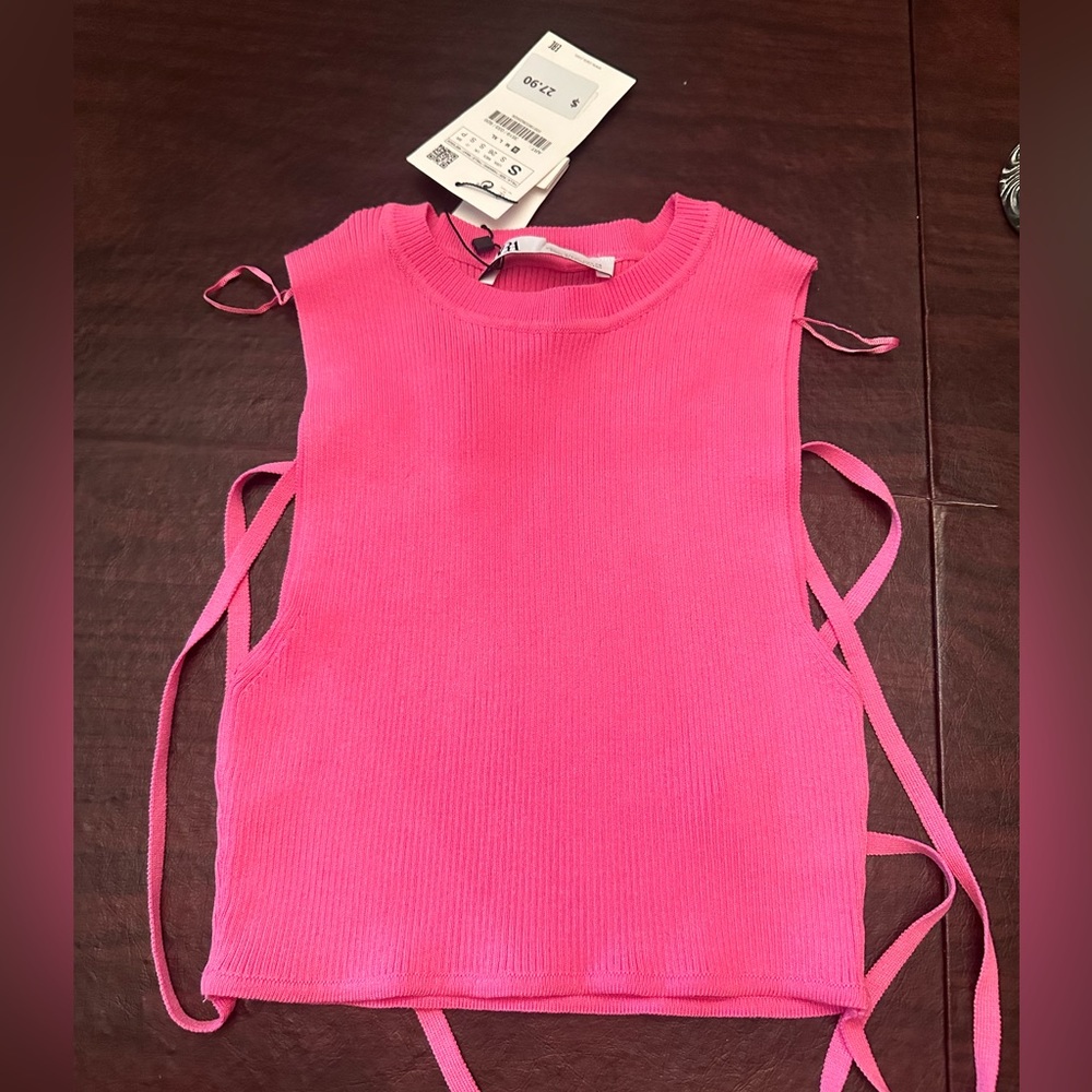 Zara NWT Pink Tie Wrap Tank